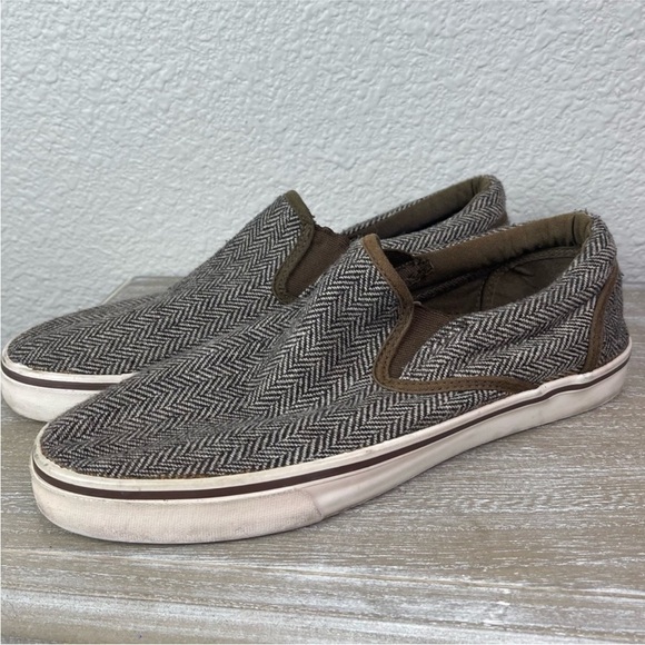 Bed Stu Slide On Sneakers Herringbone Brown Tan Skate Academia 8.5 - Picture 1 of 8